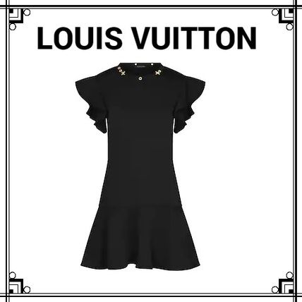 Louis Vuitton Black Mini Dress With Monogram Pin 1A849Z 