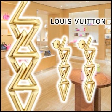 Louis Vuitton 2020 21AW Lv Volt Curb Chain Earrings Yellow Gold Q96971 