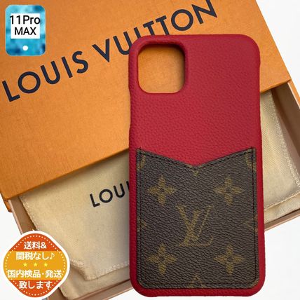 Louis Vuitton MONOGRAM Monogram Unisex Bi color Leather Logo iPhone 11 Pro Max 