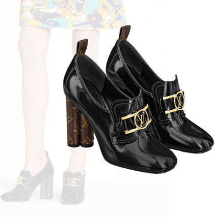 Louis Vuitton 2020 SS Monogram Round Toe Leather Block Heels 