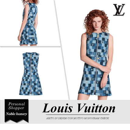 Louis Vuitton DAMIER 2020 SS Crew Neck Short Monogram Casual Style A line Blended Fabrics 1A62EZ 1A62F0 1A62F1 1A62F2 1A62F3 