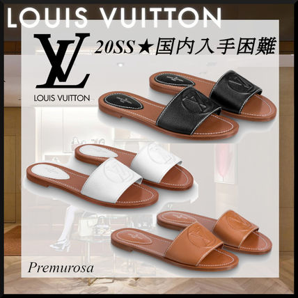 Louis Vuitton LOCKIT 2020 SS Open Toe Casual Style Plain Leather Mules Logo Sandals