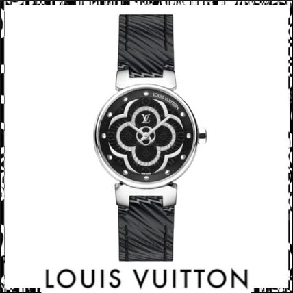 Louis Vuitton Casual Style Leather Round Party Style Quartz Watches QA018Z 