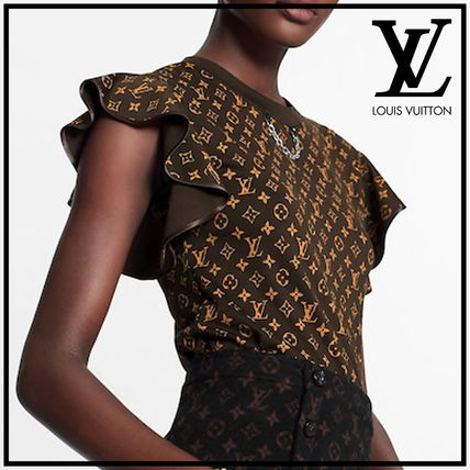 Louis Vuitton Monogram Cotton Medium Puff Sleeves T Shirts 1A84A7 1A84A6 