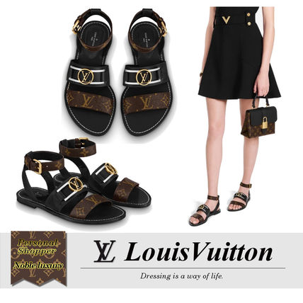Louis Vuitton MONOGRAM 2020 SS Monogram Open Toe Casual Style Leather Footbed Sandals 