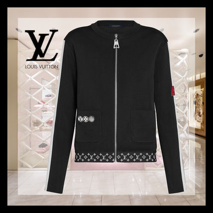 Louis Vuitton Stripes Monogram Silk Street Style Long Sleeves Plain Medium 1A630E 