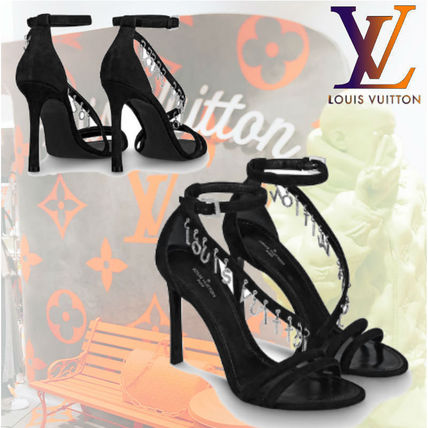 Louis Vuitton Plain Leather Pin Heels Party Style With Jewels 1A66EI 
