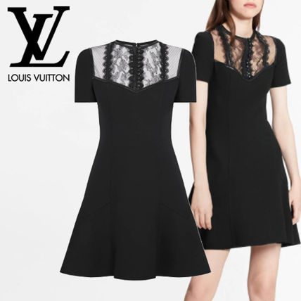 Louis Vuitton 2020 21AW Black Wool And Silk Skater Dress 1A82DU 