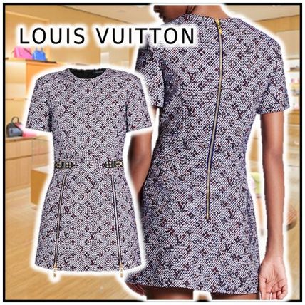 Louis Vuitton 2020 21AW 2020 21 AW SHORT SLEEVED DRESS WITH ZIP DETAIL purple dresse 1A60ZW 
