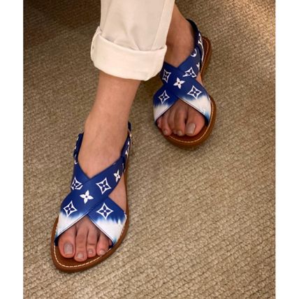 Louis Vuitton MONOGRAM 2020 SS Monogram Open Toe Blended Fabrics Tie dye Bi color Leather 1A7TPZ 