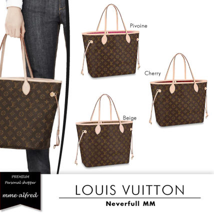 Louis Vuitton NEVERFULL Monogram Casual Style Canvas A4 Totes 