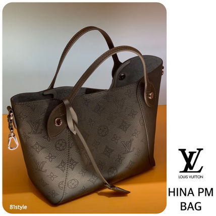 Louis Vuitton MAHINA Casual Style 2WAY Plain Leather Office Style Elegant Style 