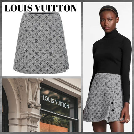 Louis Vuitton 2020 21AW Short Monogram Casual Style Wool Elegant Style Logo Skirts 