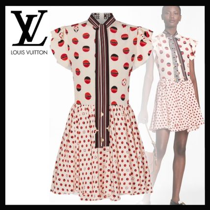 Louis Vuitton 2020 21AW Short Monogram Silk Short Sleeves Party Style Elegant Style 1A842E 