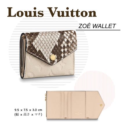 Louis Vuitton ZOE 2019 20AW Leather Python Folding Wallet Logo Folding Wallets N96319 