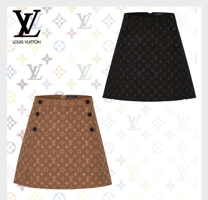 Louis Vuitton 2020 21AW Monogram Wool Silk Plain Logo Mini Skirts 1A82HI 1A82HO 