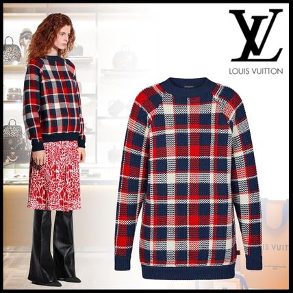 Louis Vuitton 2020 SS Crew Neck Other Plaid Patterns Casual Style Unisex Wool 1A5K7A 1A5K79 