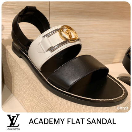 Louis Vuitton Open Toe Casual Style Leather Block Heels Party Style 