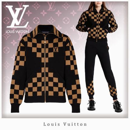 Louis Vuitton DAMIER 2019 20AW Other Plaid Patterns Unisex Wool Bi color Long Sleeves 1A5RB3 1A5RB2 1A5RB1 1A5RB0 1A5RAZ 1A5RAY 