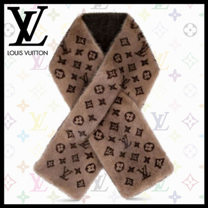 Louis Vuitton MONOGRAM 2019 20AW Monogram Unisex Blended Fabrics Logo Knit &amp; Fur Scarves M73398 