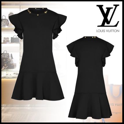 Louis Vuitton 2020 SS Black Mini Dress With Monogram Pin 1A849Z 