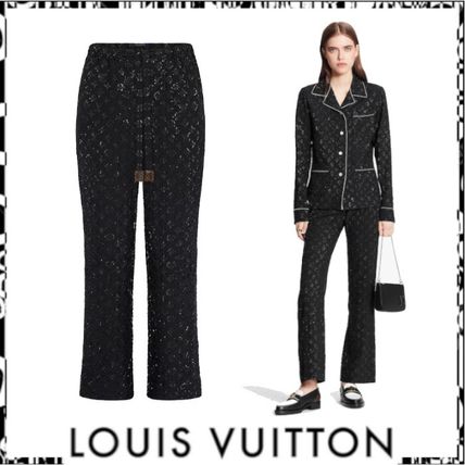 Louis Vuitton 2020 21AW Black Pajama Pants In Monogram Lurex Jacquard 1A82K6 