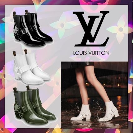 Louis Vuitton MONOGRAM 2019 20AW Monogram Rubber Sole Block Heels Mid Heel Boots 1A66XZ 1A66Y4 1A66XU 
