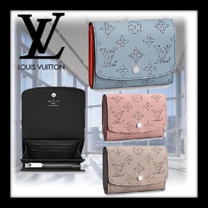 Louis Vuitton MAHINA 2018 19AW Monogram Leather Small Wallet Logo Folding Wallets 