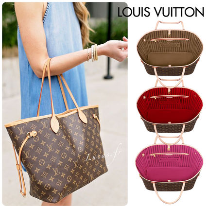 Louis Vuitton NEVERFULL Monogram Casual Style Canvas Leather Office Style 