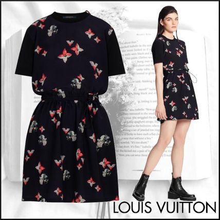 Louis Vuitton 2020 21AW Crew Neck Short Flower Patterns Casual Style Blended Fabrics 1A88SF 