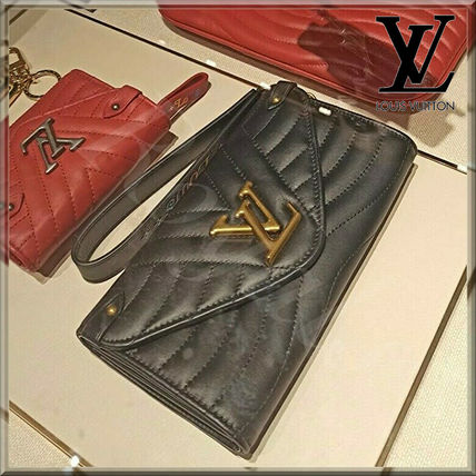 Louis Vuitton Blended Fabrics Plain Leather Logo Long Wallets M63298 