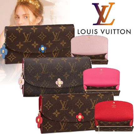 Louis Vuitton PORTEFEUILLE EMILIE 2019 20AW Flower Patterns Monogram Calfskin Leather Logo Long Wallets 