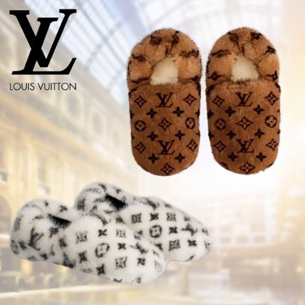 Louis Vuitton Unisex Fur Slippers Logo Shoes 1A5T0K 1A5T0H1A5T0F1A5T0S1A5T0P 1A5T0N 