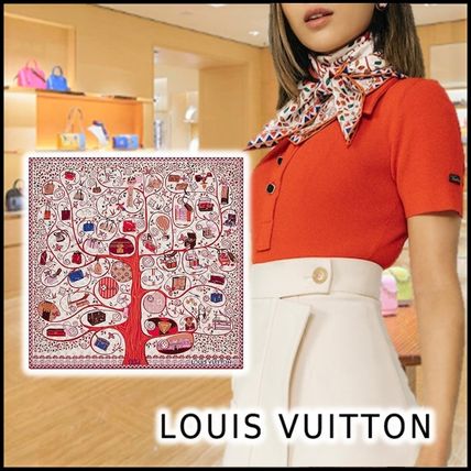 Louis Vuitton 2020 SS 2020 SS TREE OF LOUIS SQUARE beige scarves&amp;shawls lightweigh M76135 