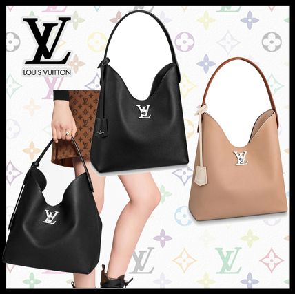 Louis Vuitton LOCKME Casual Style Unisex Plain Leather Logo Handbags M44330 M52776 