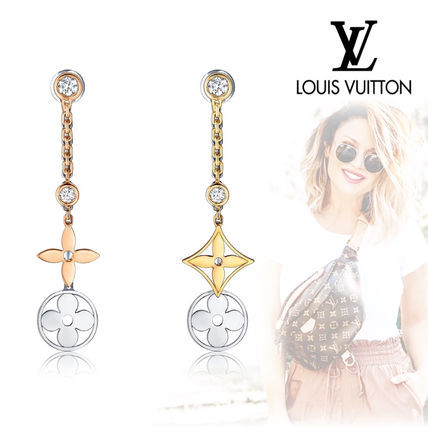 Louis Vuitton 2020 SS Blossom Long Earrings 3 Golds And Diamonds Q96413 