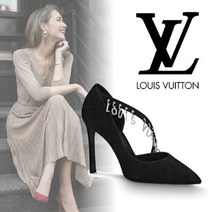Louis Vuitton 2020 SS Suede Plain Leather Pin Heels Party Style With Jewels 