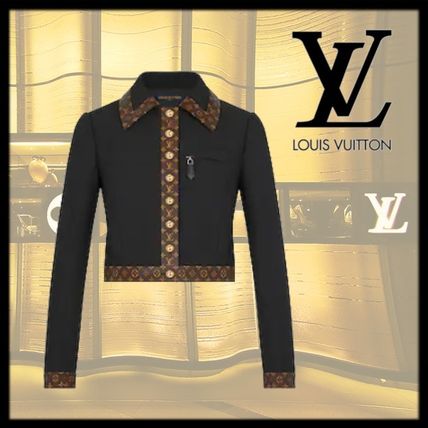 Louis Vuitton 2020 SS Black Cropped Jacket With Monogram Trim 1A82Z6 