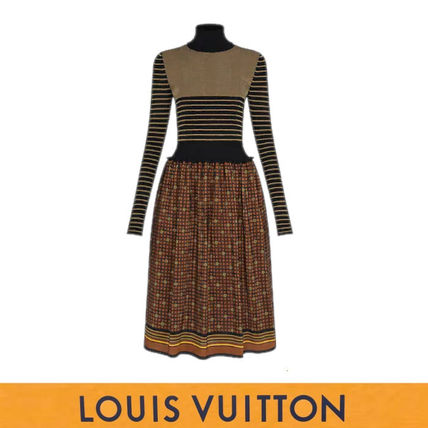 Louis Vuitton 2020 21AW Zigzag Wool Long Sleeves Medium Dresses 1A835Q 