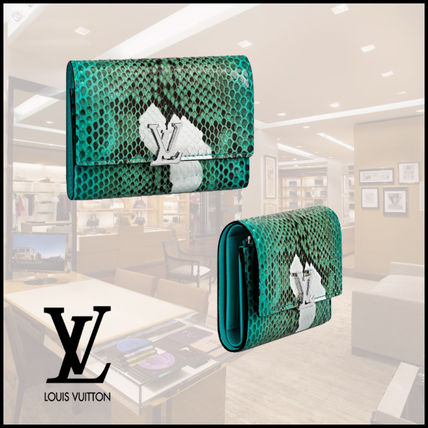 Louis Vuitton Monogram Calfskin Leather Python Folding Wallet Logo N95906 