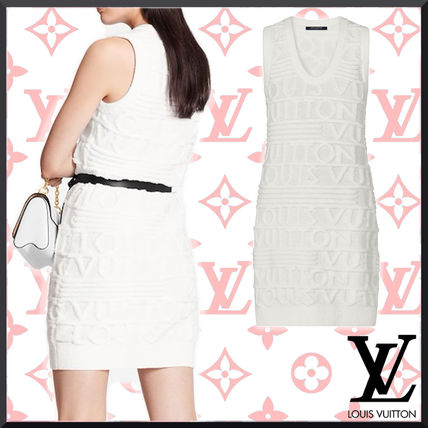 Louis Vuitton 2020 21AW Short Tight Wool Sleeveless Plain Elegant Style Logo Dresses 1A84GW 