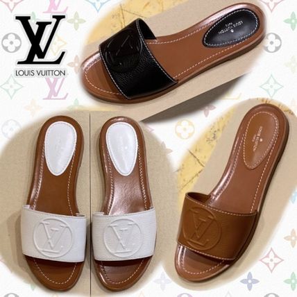 Louis Vuitton LOCKIT 2020 21AW Open Toe Rubber Sole Casual Style Unisex Leather Mules Logo 1A873P