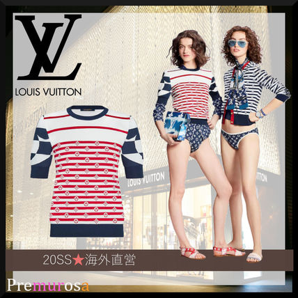 Louis Vuitton MONOGRAM 2020 SS Crew Neck Stripes Monogram Casual Style Wool Silk Nylon 1A7THC