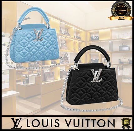Louis Vuitton CAPUCINES Flower Patterns Casual Style Blended Fabrics 2WAY Chain 