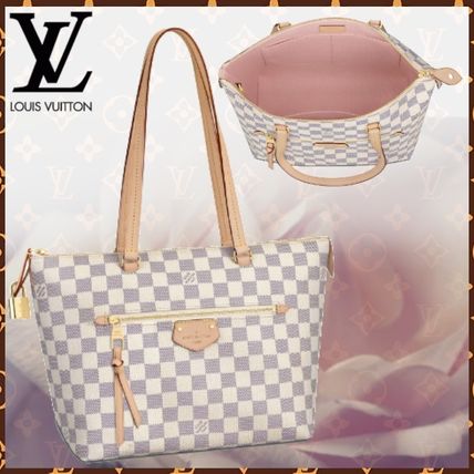Louis Vuitton DAMIER AZUR Other Plaid Patterns Canvas Blended Fabrics A4 Bi color 