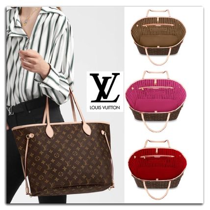 Louis Vuitton NEVERFULL Monogram Bi color Leather Elegant Style Logo Totes M41178 M41177 M40995 