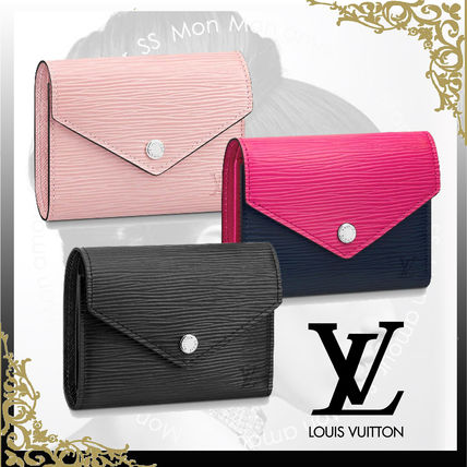 Louis Vuitton Bi color Plain Leather Folding Wallet Logo Folding Wallets 