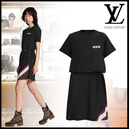 Louis Vuitton 2020 SS Crew Neck Monogram Casual Style A line Silk Street Style 1A63D0 1A63DZ 1A63DY 1A63DX 1A63DW 1A63DV 1A63DU 