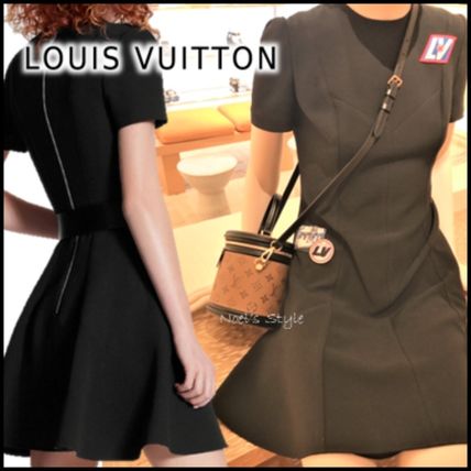 Louis Vuitton 2020 21AW 2020 21 AW LV AIRLINE PATCHE SKARTER DRESS black dresses 1A6383 