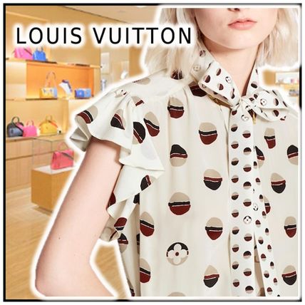 Louis Vuitton 2020 21AW 2020 21 AW FLOUNCE SLEEVE LAVALIERE BLOUSE white blouses 1A842W 
